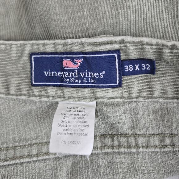 VINEYARD VINES Corduroy Pants Men's Size 38 x 32 Gray Khaki 5-Pocket Cotton - Picture 7 of 8